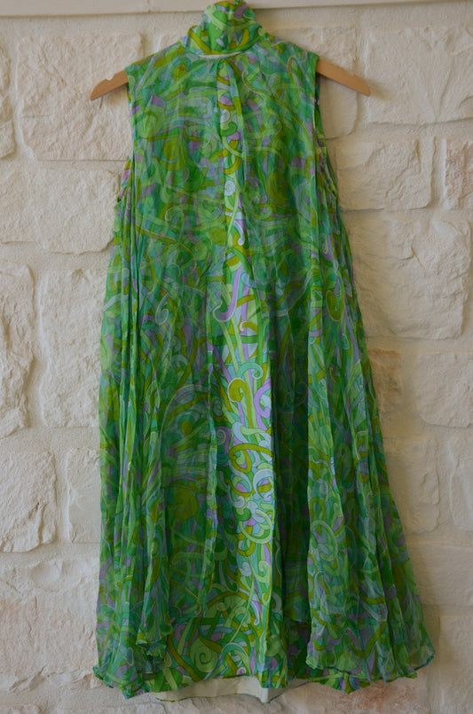 1960s John J hilton Silk Paisley Scarf Dress