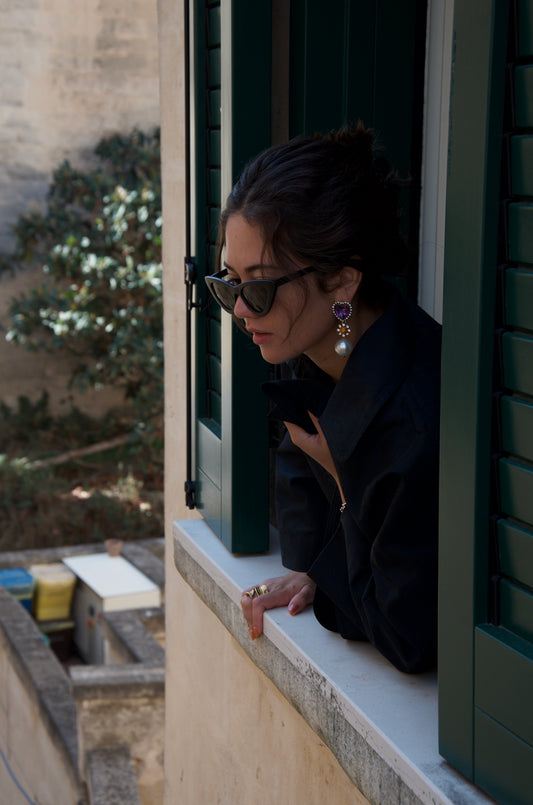 Silk Moire Wide Sleeve Jacket