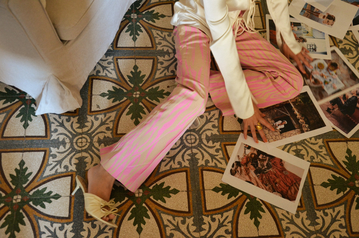 Vintage Silk Pink and Beige Trouser