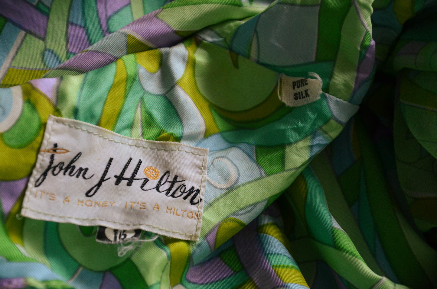 1960s John J hilton Silk Paisley Scarf Dress